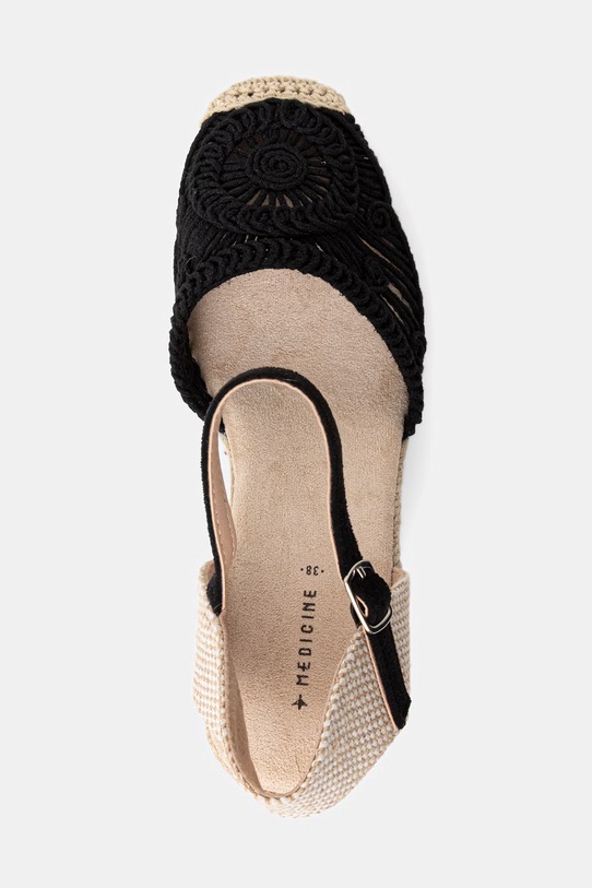 Sandały na koturnie damskie espadrylowe czarny RS26-OBD807