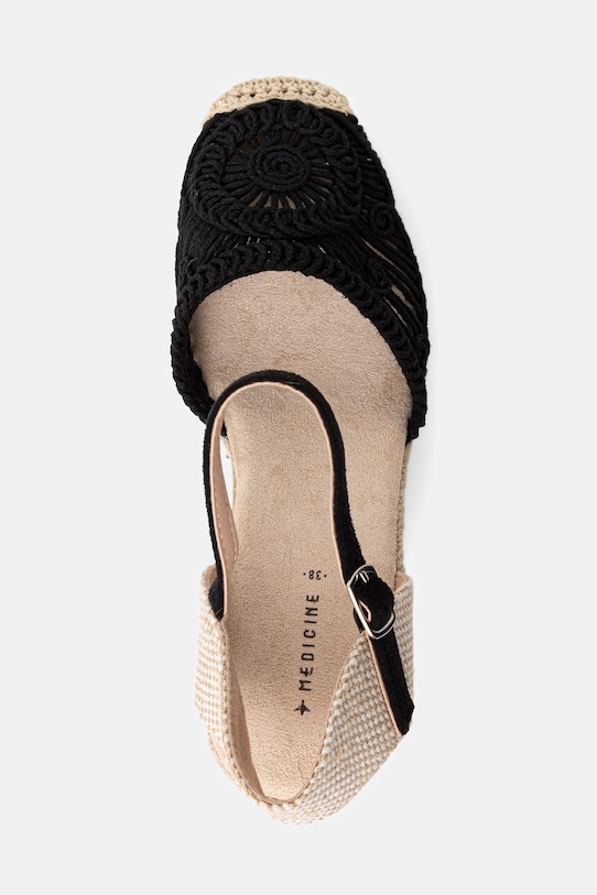 Sandały na koturnie damskie espadrylowe czarny RS26-OBD807