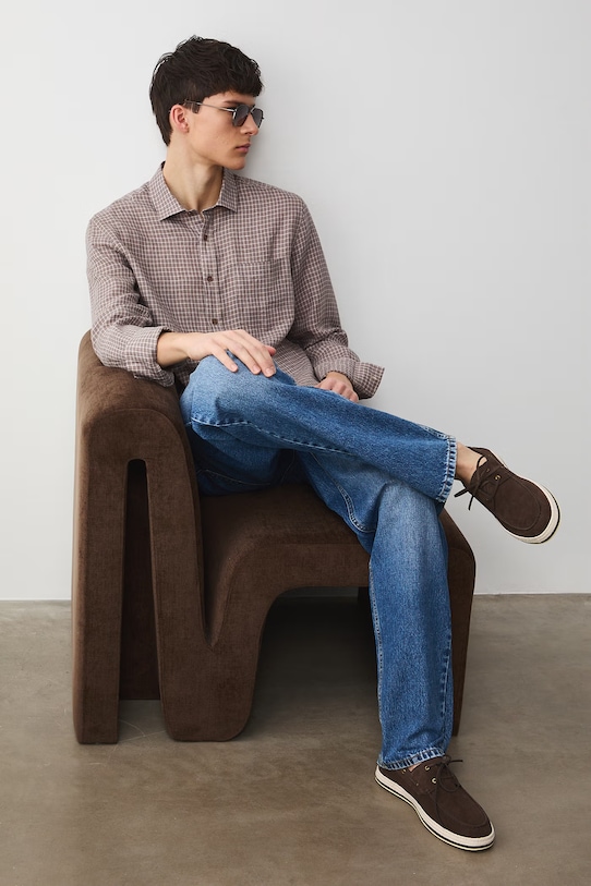 Medicine mokasyny męskie zamszowe RS26-OBM405 brązowy RS26