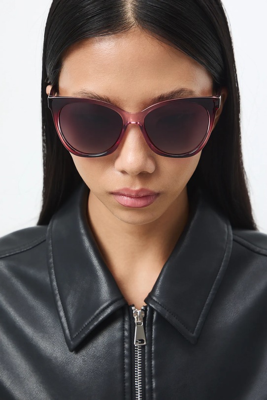 Medicine okulary przeciwsłoneczne kocie oczy damskie bordowy RS26-OKD301