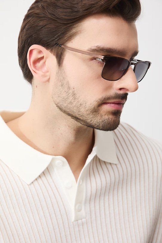 Medicine okulary przeciwsłoneczne kwadratowe męskie RS26-OKM506 brązowy