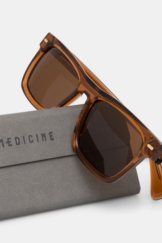 Akcesoria Medicine okulary przeciwsłoneczne kwadratowe męskie RS26-OKM709 brązowy
