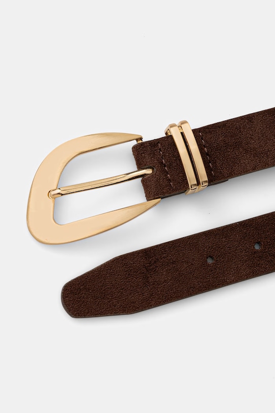 Akcesoria Pasek damski z imitacji zamszu RS26-PAD303 brązowy
