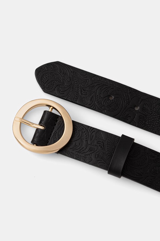 Akcesoria Pasek damski ze skóry ekologicznej RS26-PAD304 czarny