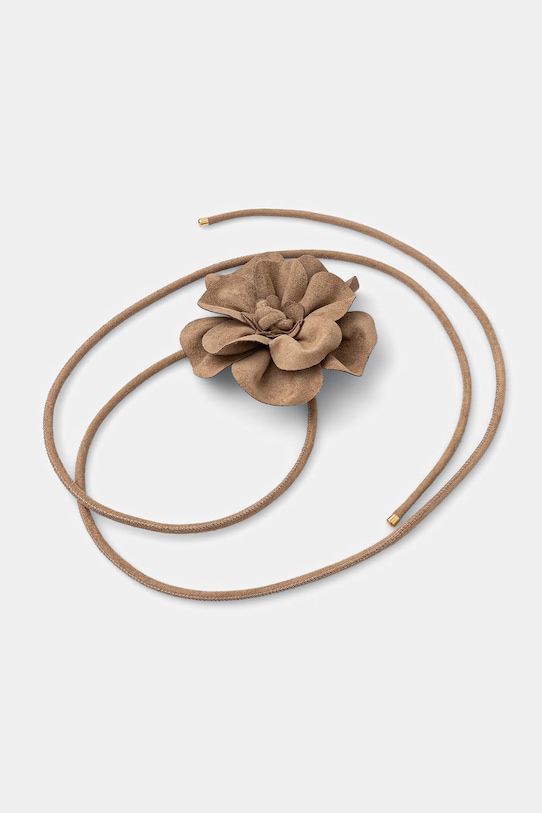 Pasek wiązany damski z imitacji zamszu RS26-PAD503 beżowy RS26