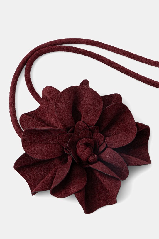 Akcesoria Pasek wiązany damski z imitacji zamszu RS26-PAD503 bordowy