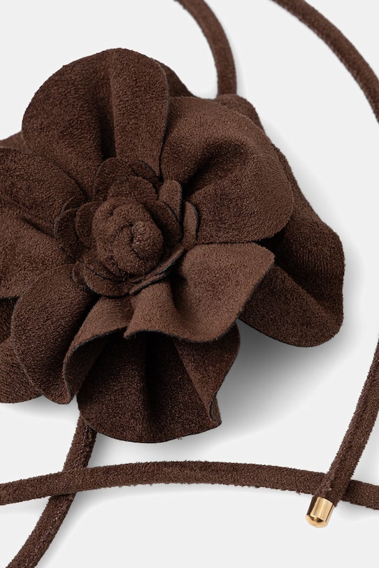 Akcesoria Pasek wiązany damski z imitacji zamszu RS26-PAD503 brązowy