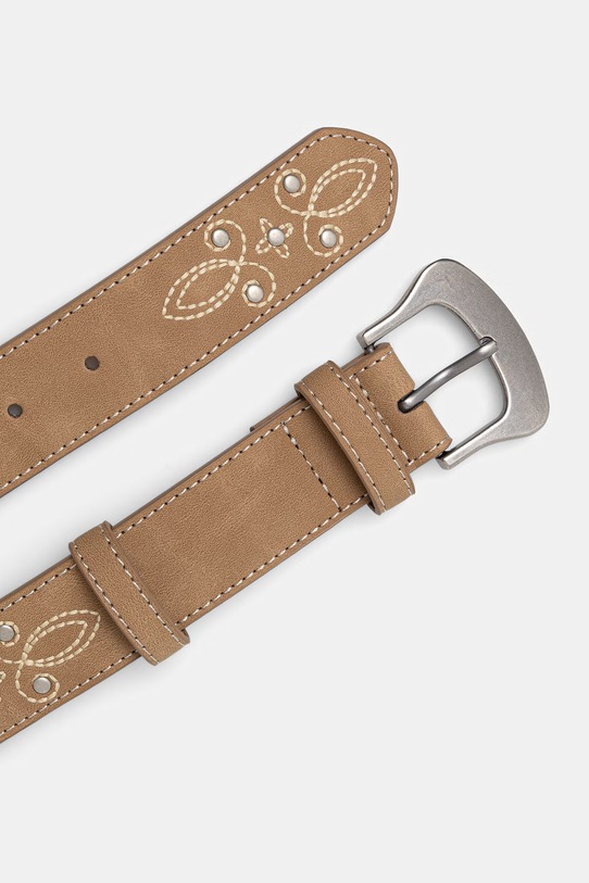 Medicine pasek damski z imitacji zamszu RS26-PAD703 beżowy RS26