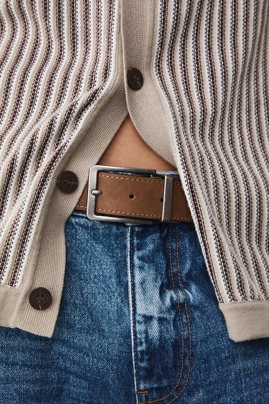 Pasek męski ze skóry ekologicznej czarny RS26-PAM301