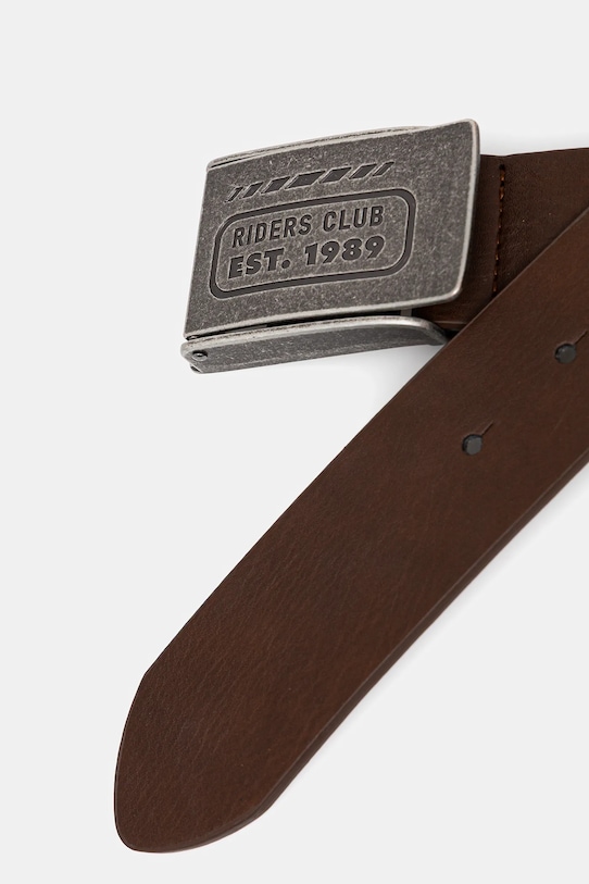 Akcesoria Pasek męski ze skóry ekologicznej RS26-PAM302 brązowy