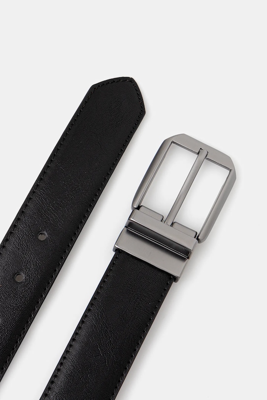 Akcesoria Pasek męski ze skóry ekologicznej RS26-PAM303 czarny