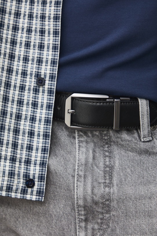 Pasek męski ze skóry ekologicznej czarny RS26-PAM303