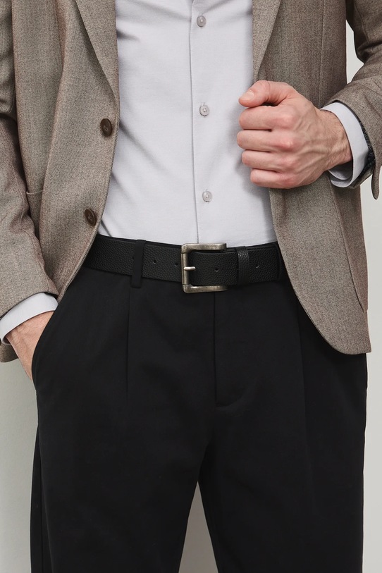 Medicine pasek męski z imitacji skóry czarny RS26-PAM502