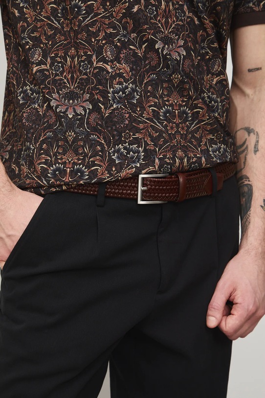 Medicine pasek pleciony męski brązowy RS26-PAM701