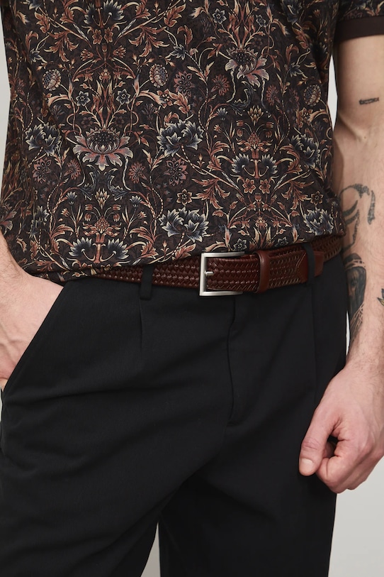 Medicine pasek pleciony męski brązowy RS26-PAM701