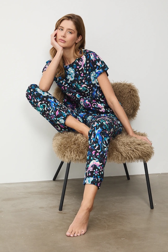 Medicine piżama bawełniana wzorzyste czarny RS26-PJD300