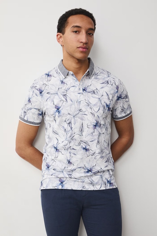 Medicine polo męskie bawełniane z elastanem biały RS26-POM060