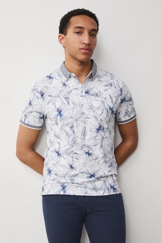 Medicine polo męskie bawełniane z elastanem biały RS26-POM060