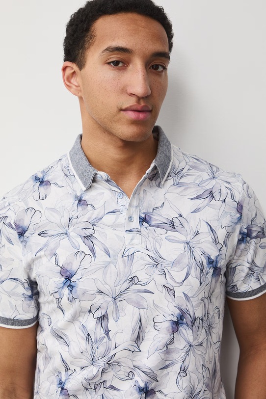 Medicine polo męskie bawełniane z elastanem biały RS26-POM060