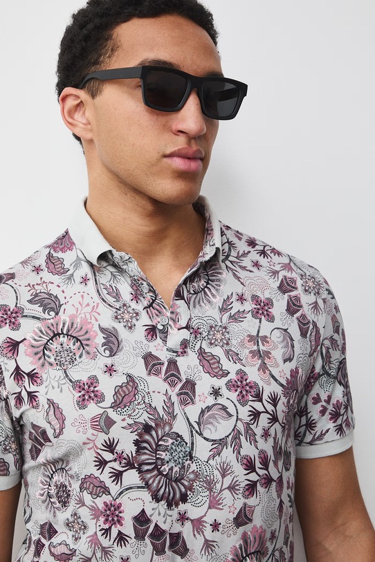 Medicine polo męskie bawełniane z elastanem szary RS26-POM060