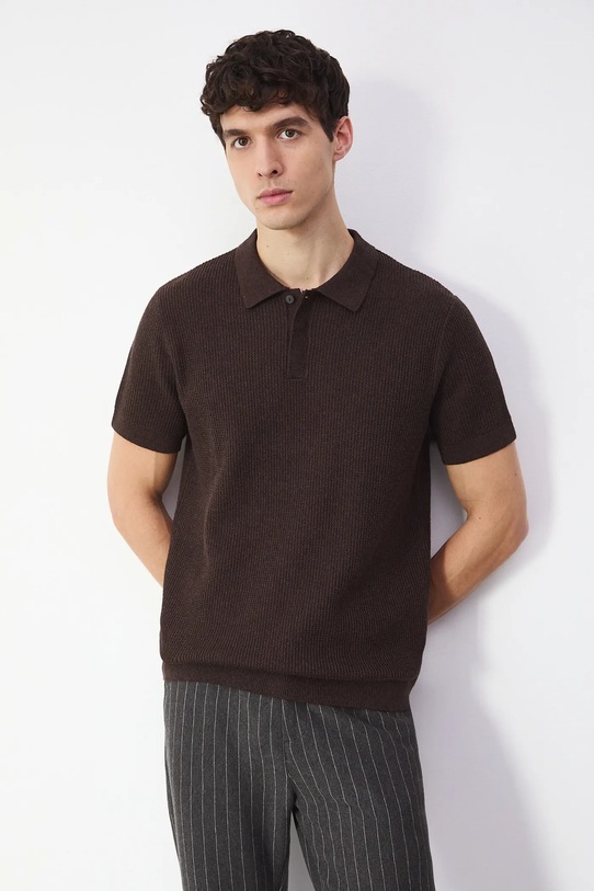 Medicine polo bawełniane regular brązowy RS26-POM101