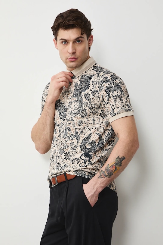 Medicine polo męskie beżowy RS26-POM302