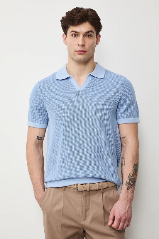 Medicine polo męskie bawełniane niebieski RS26-POM304