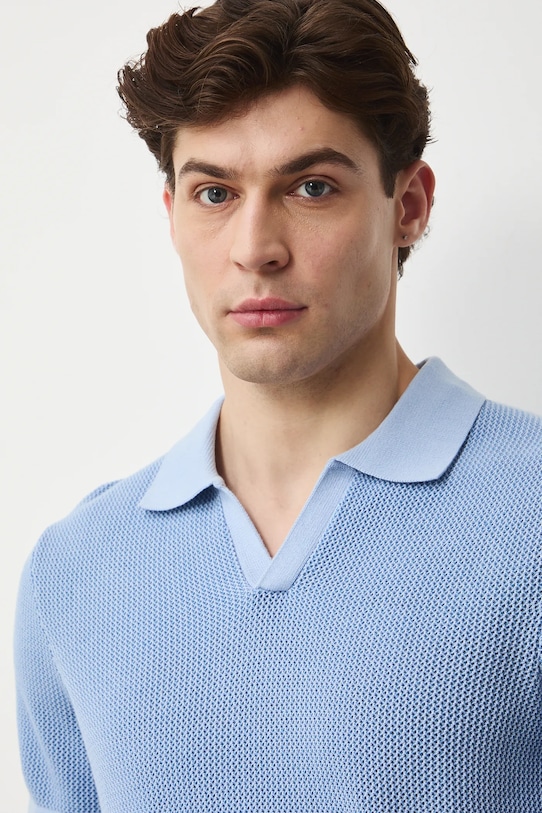 Medicine polo męskie bawełniane niebieski RS26-POM304