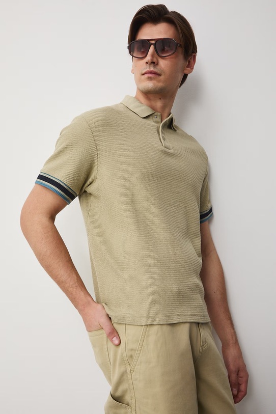 Medicine polo męskie bawełniane z elastanem zielony RS26-POM501