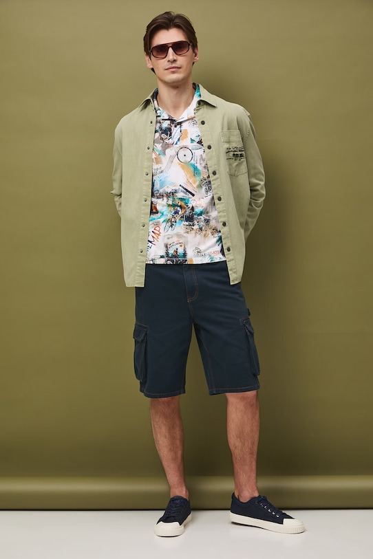 Polo męskie bawełniane z elastanem RS26-POM503 beżowy RS26