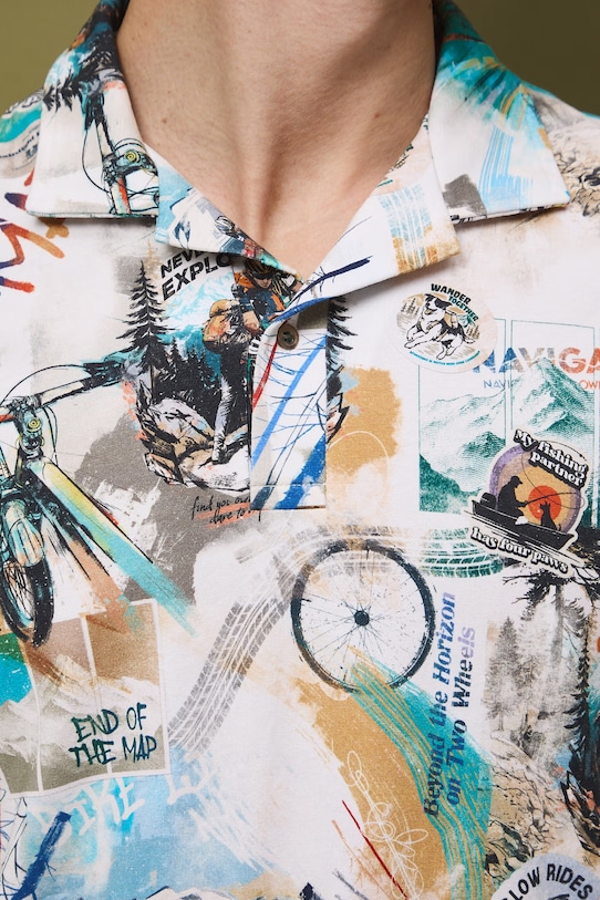 Polo męskie bawełniane z elastanem RS26-POM503 beżowy