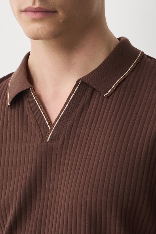 Medicine polo męskie bawełniane z elastanem brązowy RS26-POM700