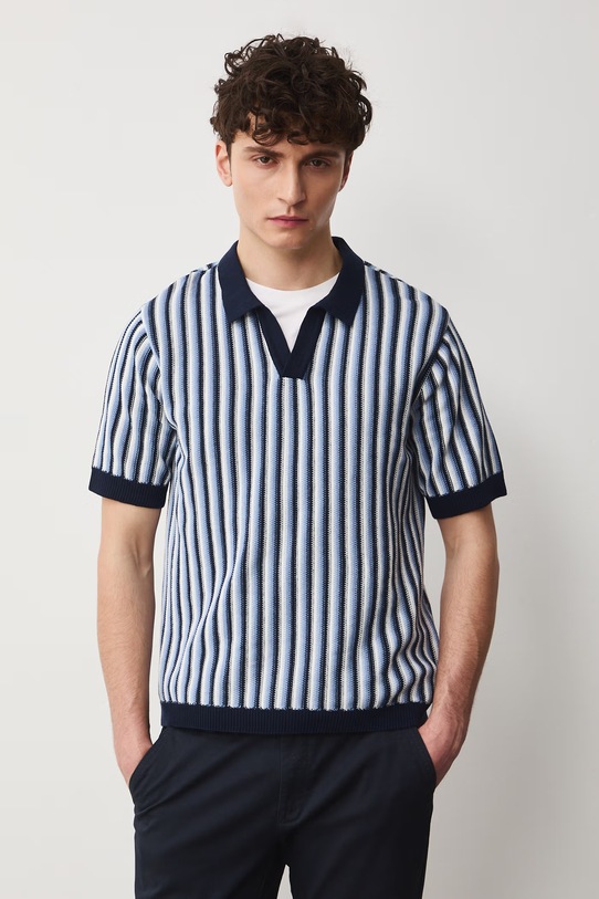 Polo męskie bawełniane w paski multicolor RS26-POM702