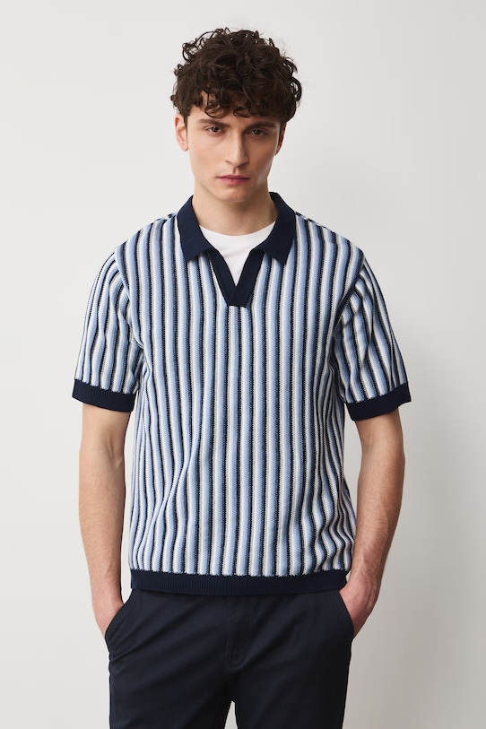 Polo męskie bawełniane w paski multicolor RS26-POM702