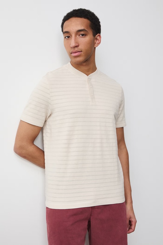 Polo męskie z bawełną RS26-POM703 beżowy RS26