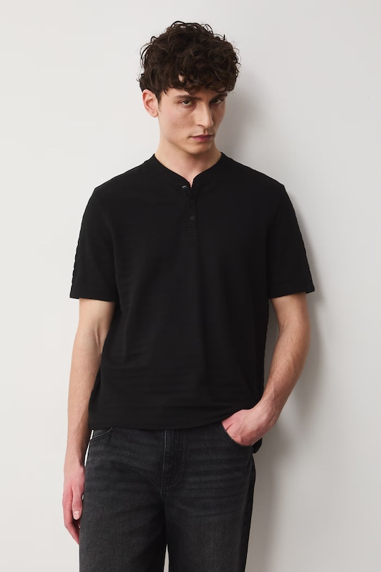 Polo męskie z bawełną czarny RS26-POM703