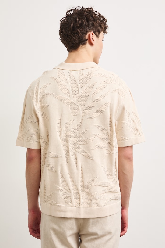 Odzież Polo męskie z bawełną żakardowe RS26-POM904 beżowy