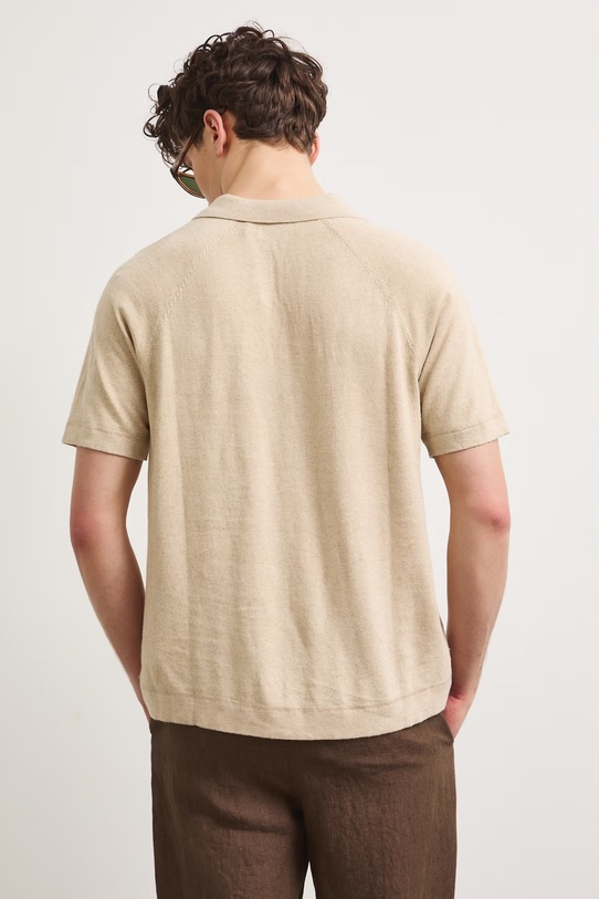 Odzież Polo męskie z lnem RS26-POM906 beżowy