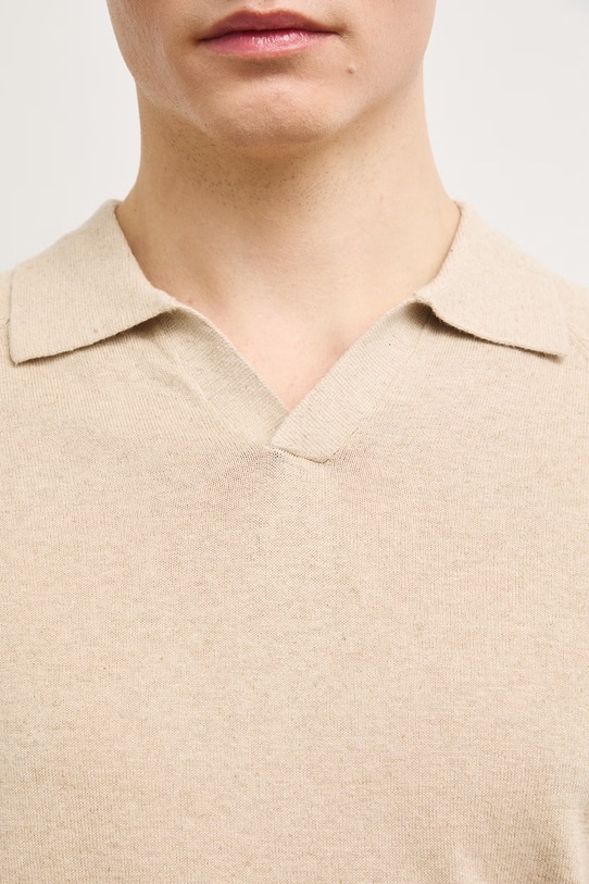 Polo męskie z lnem RS26-POM906 beżowy