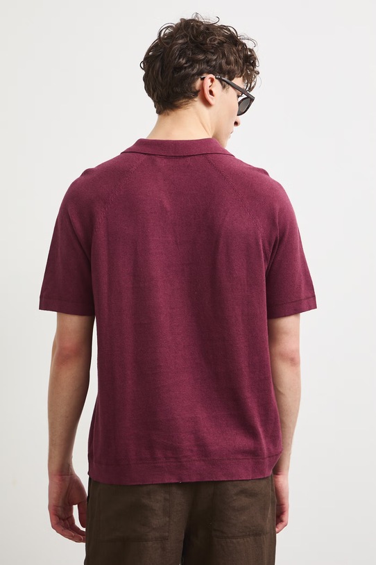 Odzież Polo męskie z lnem gładkie RS26-POM906 bordowy