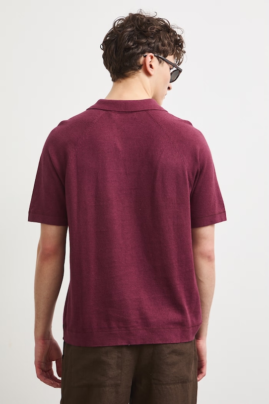 Odzież Polo męskie z lnem gładkie RS26-POM906 bordowy