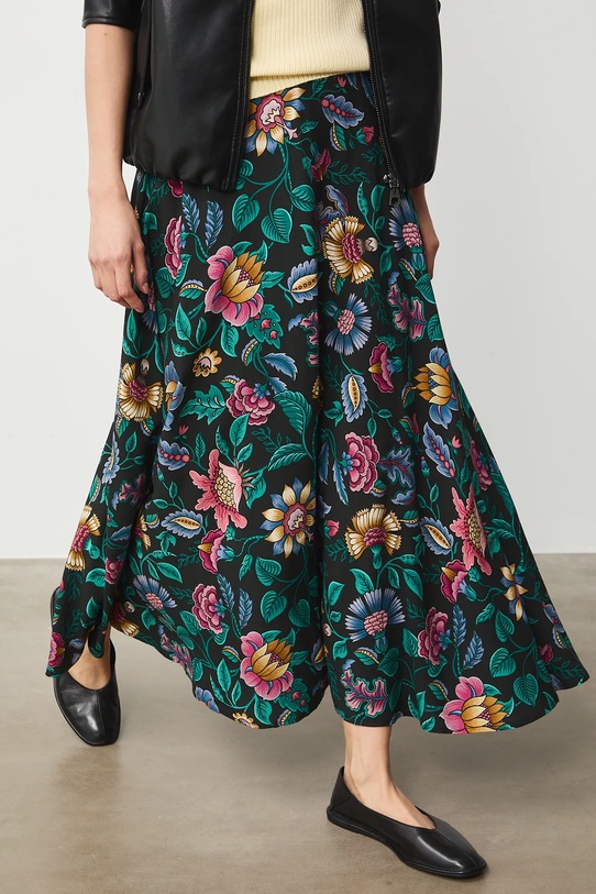 Sukně dámská midi, z viskózy, s květinovým motivem RS26-SDD030 černá RS26