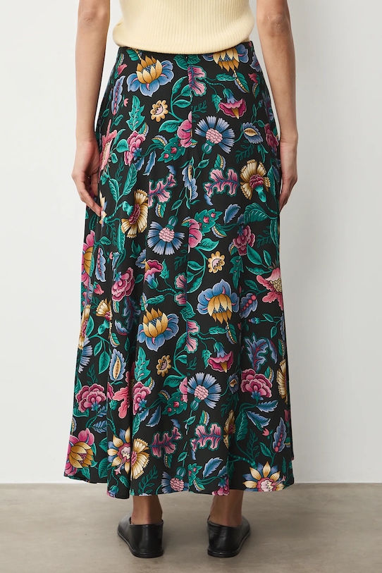 Oblečení Sukně dámská midi, z viskózy, s květinovým motivem RS26-SDD030 černá
