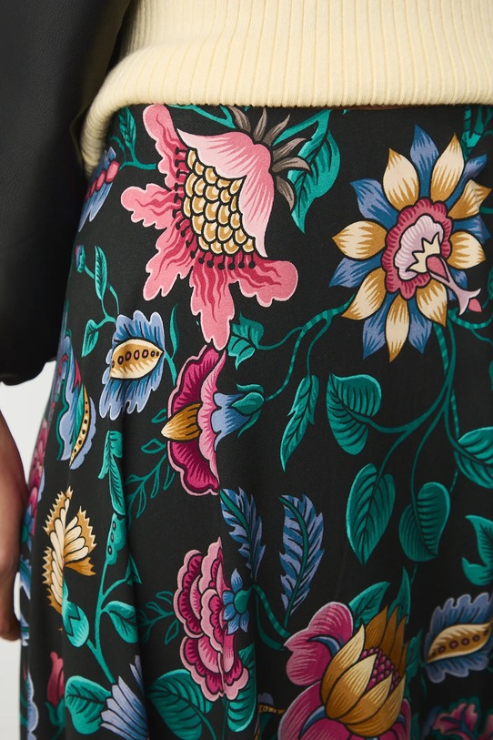 Sukně dámská midi, z viskózy, s květinovým motivem černá RS26-SDD030