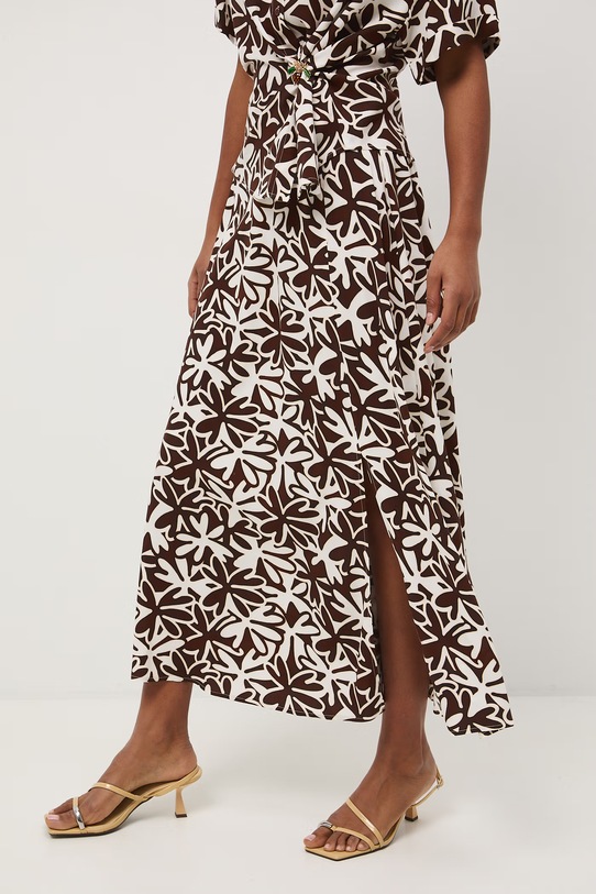 Medicine spódnica z rozcięciem z wiskozy beżowy RS26-SDD050