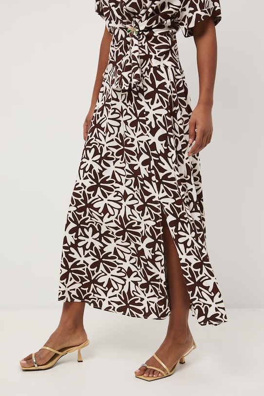 Spódnica z rozcięciem z wiskozy beżowy RS26-SDD050