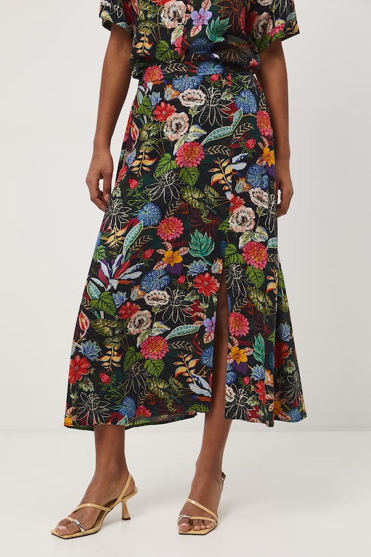 Medicine spódnica z rozcięciem z wiskozy RS26-SDD050 czarny RS26