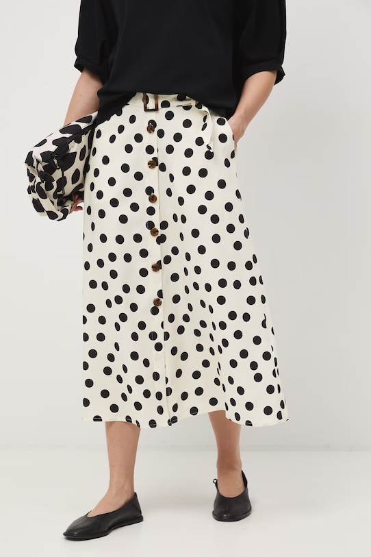 Medicine spódnica trapezowa z dodatkiem lnu beżowy RS26-SDD072