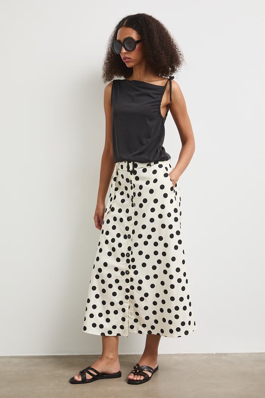 Medicine áčková sukně s příměsí lnu RS26-SDD072 béžová RS26