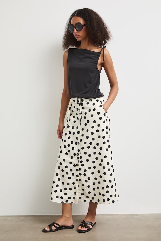 Medicine gonna a trapezio con misto lino RS26-SDD072 beige RS26